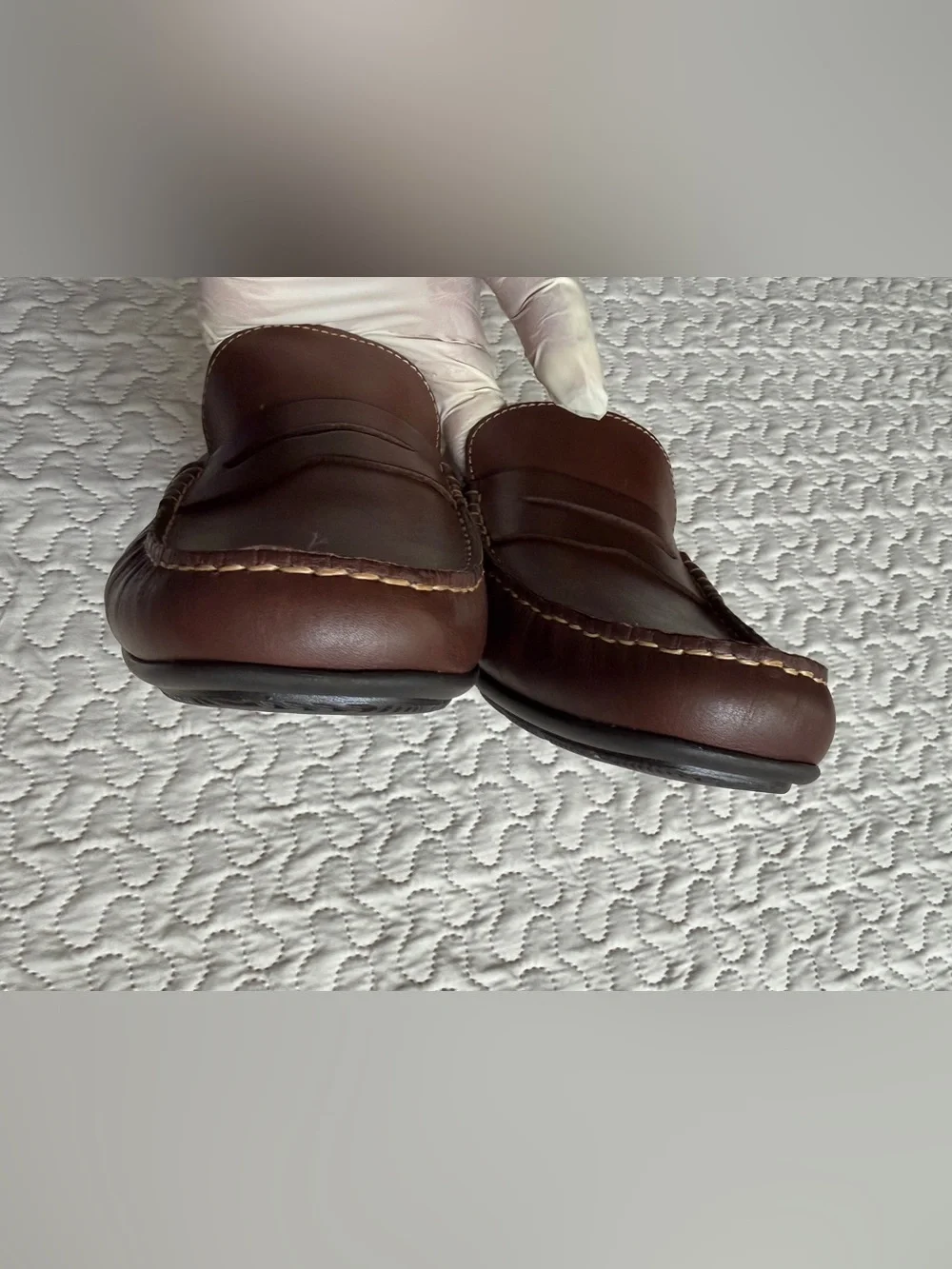 Sandro Men’s Chestnut Brown Leather Penny Loafers w/ Mocassin Stitching Size 10